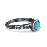 Halo Art Deco Wedding Ring Simulated Cubic Zirconia 925 Sterling Silver
