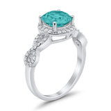 Art Deco Halo Infinity Engagement Wedding Ring Round Cubic Zirconia Solid 925 Sterling Silver Choose Color