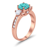 Three Stone Wedding Ring Round Simulated Cubic Zirconia 925 Sterling Silver