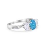 Oval Three Stone Engagement Ring Simulated Cubic Zirconia 925 Sterling Silver