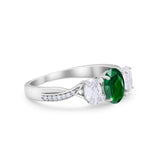 Oval Three Stone Engagement Ring Simulated Cubic Zirconia 925 Sterling Silver