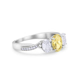 Oval Three Stone Engagement Ring Simulated Cubic Zirconia 925 Sterling Silver