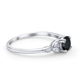 Vintage Art Deco Wedding Ring Round Simulated Cubic Zirconia 925 Sterling Silver