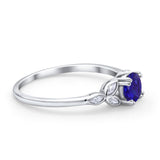 Vintage Art Deco Wedding Ring Round Simulated Cubic Zirconia 925 Sterling Silver