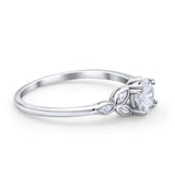 Vintage Art Deco Wedding Ring Round Simulated Cubic Zirconia 925 Sterling Silver