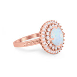Halo Cocktail Wedding Engagement Ring Round Cubic Zirconia 925 Sterling Silver
