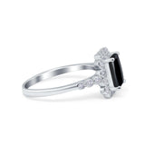 Halo Radiant Cut Wedding Ring Simulated Cubic Zirconia 925 Sterling Silver