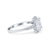 Halo Radiant Cut Wedding Ring Simulated Cubic Zirconia 925 Sterling Silver
