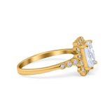 Halo Radiant Cut Wedding Ring Simulated Cubic Zirconia 925 Sterling Silver