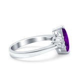 Vintage Art Deco Marquise Wedding Ring Simulated Cubic Zirconia 925 Sterling Silver