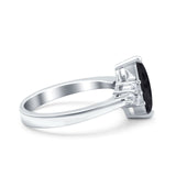 Vintage Art Deco Marquise Wedding Ring Simulated Cubic Zirconia 925 Sterling Silver