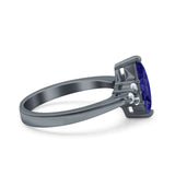 Vintage Art Deco Marquise Wedding Ring Simulated Cubic Zirconia 925 Sterling Silver