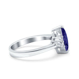 Vintage Art Deco Marquise Wedding Ring Simulated Cubic Zirconia 925 Sterling Silver