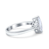 Vintage Art Deco Marquise Wedding Ring Simulated Cubic Zirconia 925 Sterling Silver