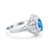 Marquise Art Deco Wedding Engagement Bridal Ring Accent Vintage Round Simulated Cubic Zirconia 925 Sterling Silver
