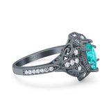 Marquise Art Deco Wedding Engagement Bridal Ring Accent Vintage Round Simulated Cubic Zirconia 925 Sterling Silver