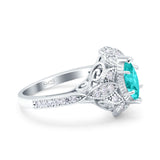 Marquise Art Deco Wedding Engagement Bridal Ring Accent Vintage Round Simulated Cubic Zirconia 925 Sterling Silver