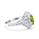 Marquise Art Deco Wedding Engagement Bridal Ring Accent Vintage Round Simulated Cubic Zirconia 925 Sterling Silver