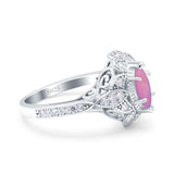 Marquise Art Deco Wedding Engagement Bridal Ring Accent Vintage Round Simulated Cubic Zirconia 925 Sterling Silver