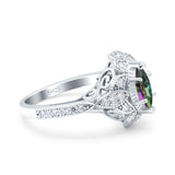Marquise Art Deco Wedding Engagement Bridal Ring Accent Vintage Round Simulated Cubic Zirconia 925 Sterling Silver