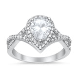 Teardrop Wedding Promise Ring Infinity Round Simulated CZ 925 Sterling Silver RING-17609
