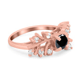 Vintage Style Wedding Bridal Ring Round Simulated Cubic Zirconia 925 Sterling Silver