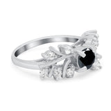 Vintage Style Wedding Bridal Ring Round Simulated Cubic Zirconia 925 Sterling Silver