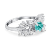 Vintage Style Wedding Bridal Ring Round Simulated Cubic Zirconia 925 Sterling Silver