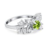 Vintage Style Wedding Bridal Ring Round Simulated Cubic Zirconia 925 Sterling Silver