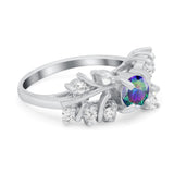 Vintage Style Wedding Bridal Ring Round Simulated Cubic Zirconia 925 Sterling Silver