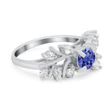Vintage Style Wedding Bridal Ring Round Simulated Cubic Zirconia 925 Sterling Silver