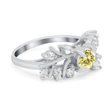 Vintage Style Wedding Bridal Ring Round Simulated Cubic Zirconia 925 Sterling Silver