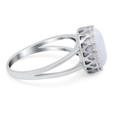 Split Shank Ring Band Round Lab Created Opal 925 Sterling Silver (12mm)