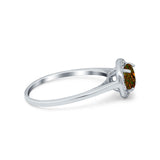 Halo Wedding Bridal Ring Round Simulated Cubic Zirconia 925 Sterling Silver