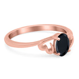 Art Deco Oval Wedding Engagement Bridal Ring Simulated Cubic Zirconia 925 Sterling Silver