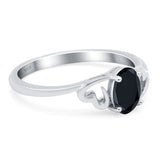 Art Deco Oval Wedding Engagement Bridal Ring Simulated Cubic Zirconia 925 Sterling Silver