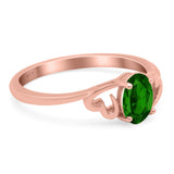 Art Deco Oval Wedding Engagement Bridal Ring Simulated Cubic Zirconia 925 Sterling Silver