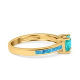 Solitaire Accent Fashion Ring Princess Cut Simulated Cubic Zirconia Created Opal 925 Sterling Silver