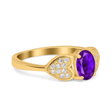 Fashion Heart Ring Oval Simulated Cubic Zirconia 925 Sterling Silver