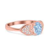 Fashion Heart Ring Oval Simulated Cubic Zirconia 925 Sterling Silver