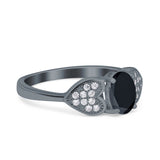 Fashion Heart Ring Oval Simulated Cubic Zirconia 925 Sterling Silver