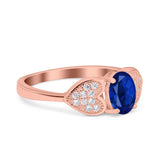 Fashion Heart Ring Oval Simulated Cubic Zirconia 925 Sterling Silver