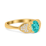 Fashion Heart Ring Oval Simulated Cubic Zirconia 925 Sterling Silver