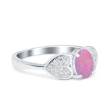 Fashion Heart Ring Oval Simulated Cubic Zirconia 925 Sterling Silver