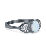 Fashion Heart Ring Oval Simulated Cubic Zirconia 925 Sterling Silver