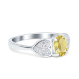 Fashion Heart Ring Oval Simulated Cubic Zirconia 925 Sterling Silver