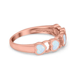 Heart Promise Thumb Eternity Rings Sideways Simulated Opal 925 Sterling Silver