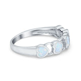 Heart Promise Thumb Eternity Rings Sideways Simulated Opal 925 Sterling Silver