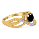 Art Deco Wedding Engagement Crisscross Bridal Ring Round Simulated Cubic Zirconia 925 Sterling Silver