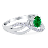 Art Deco Wedding Engagement Crisscross Bridal Ring Round Simulated Cubic Zirconia 925 Sterling Silver